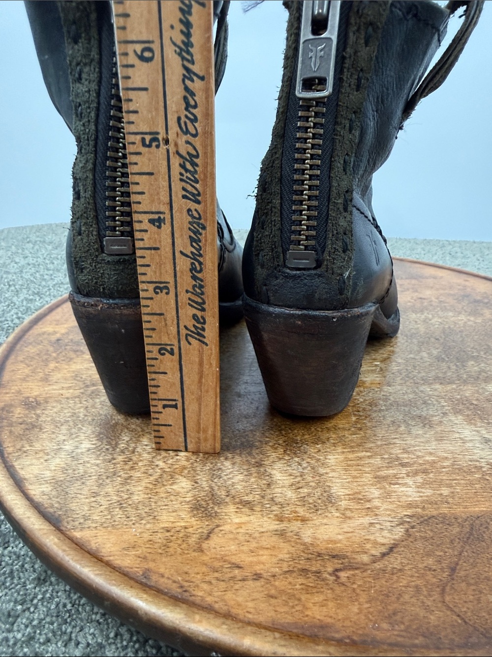 Frye Boots Wm 5.5 Leslie Artisan Black Leather Western Cowboy Low Ankle - Picture 5 of 11